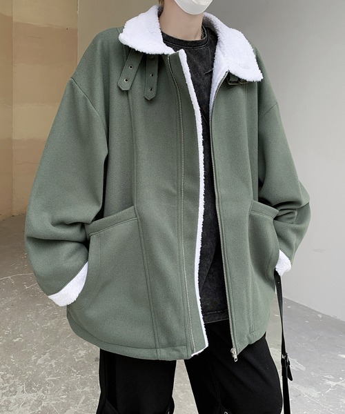 ◆メンズ アウター ジャケット ブルゾン ボア付きジップアップ ブルゾン アウター 「FVLMEN」back boa zip jacket/バック ボア