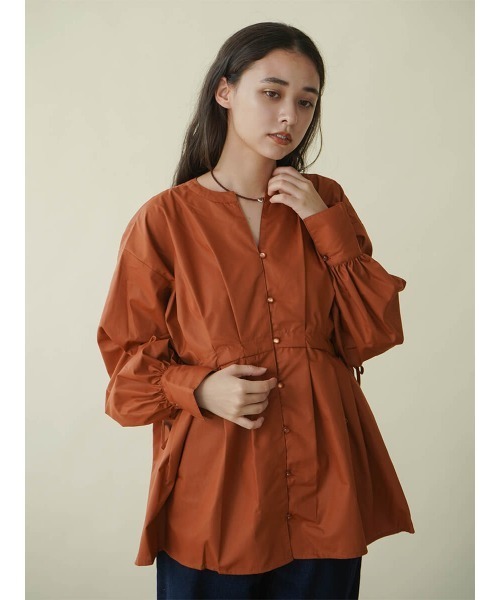 ブラウス シャツ Drawstring tuck blouse レディース