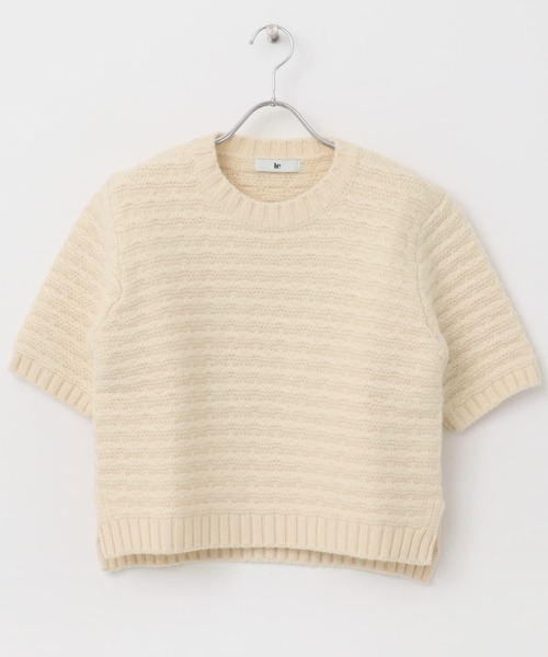 ニット セーター le　TEXTURED KNIT SHORT-SLEEVE レディース