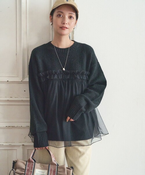 ニット セーター チュールドッキングニットトップス レディース FREAK'S STORE ニット セーター チュールドッキングニット