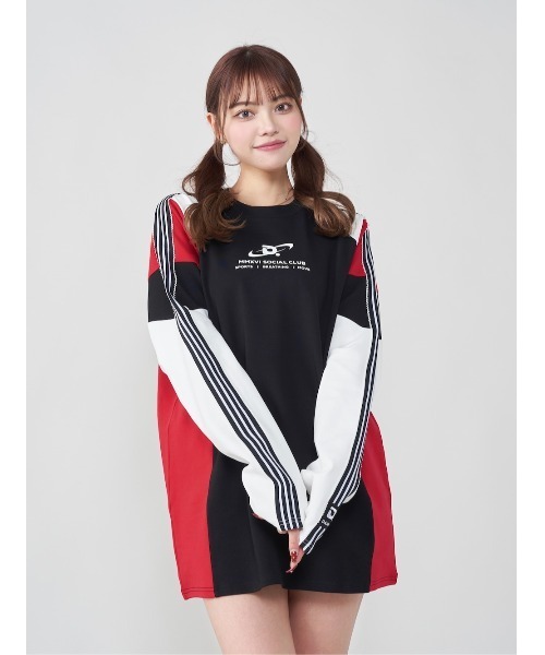 Darich（ダーリッチ） tシャツ ラインカットロングTシャツ レディース