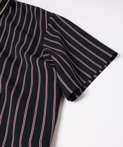 CULLNI シャツ Melange Stripe Twill Asymmetrical Short Sleeve
