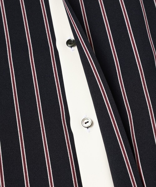 CULLNI シャツ Melange Stripe Twill Asymmetrical Short Sleeve