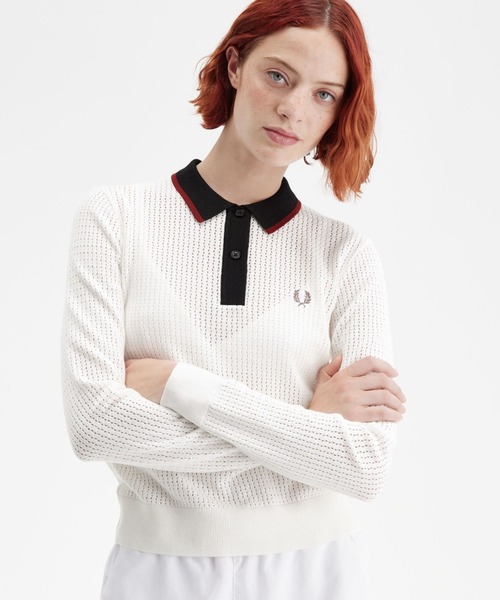 ポロシャツ ポロ Pointelle Knitted Polo Shirt／ポインテールニットポロシャツ レディース