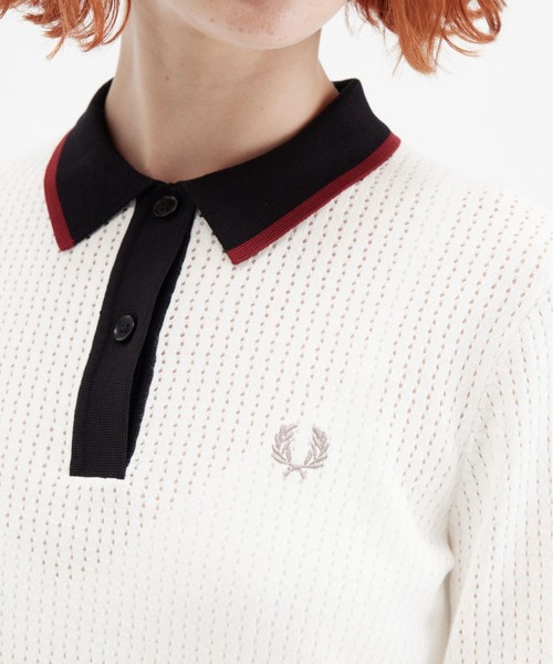 ポロシャツ ポロ Pointelle Detail Knitted Polo Shirt／ポインテールニットポロシャツ レディース FRED PERRY ポロシャツ ポロ Pointelle Detail Knitted Polo