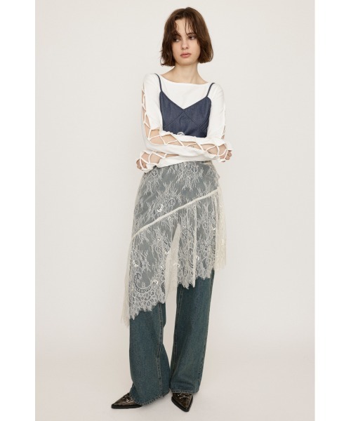 tシャツ LACE UP SLEEVE CUT TOPS　レースアップ スリーブ カット トップス レディース SLY tシャツ LACE UP SLEEVE CUT TOPS レースアップ スリーブ
