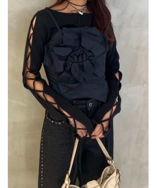 tシャツ LACE UP SLEEVE CUT TOPS　レースアップ スリーブ カット トップス レディース SLY tシャツ LACE UP SLEEVE CUT TOPS レースアップ スリーブ