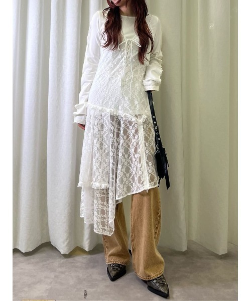● SETUP-EXE ● 33 LACE TOP 2色 レース 半袖Tシャツ SETUPEXE（セットアップイーエックスイー）の「【SETUP‐EXE】33