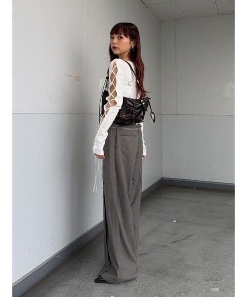 SLY tシャツ LACE UP SLEEVE CUT TOPS レースアップ スリーブ