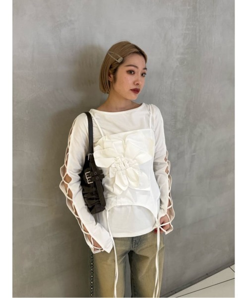 SLY tシャツ LACE UP SLEEVE CUT TOPS レースアップ スリーブ