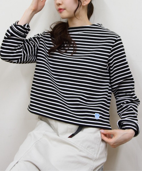 tシャツ ORCIVAL/オーシバル　ボートネックロングスリーブクロップド　ボーダー　BOAT NECK LONG SLEEVE CROPPED P.