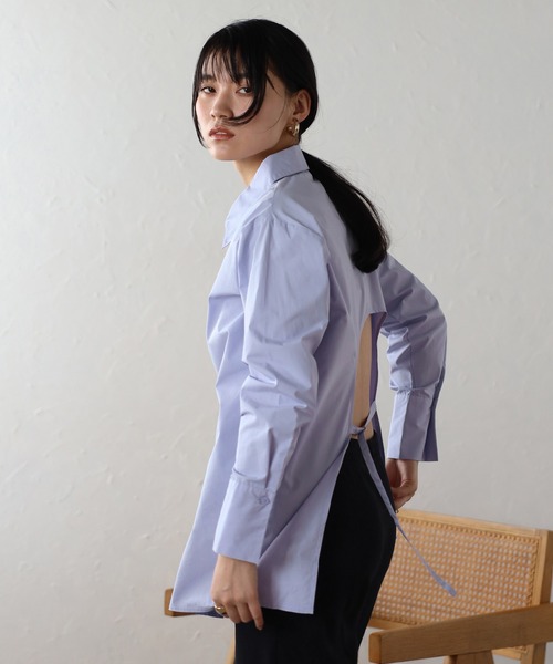 ブラウス シャツ BACK OPEN BLOUSE レディース raffime ブラウス シャツ バックオープンシアーシャツ