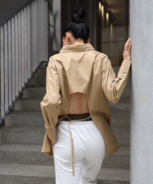 ブラウス シャツ BACK OPEN BLOUSE レディース raffime ブラウス シャツ バックオープンシアーシャツ