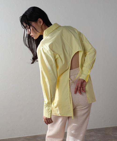 ブラウス シャツ BACK OPEN BLOUSE レディース raffime ブラウス シャツ バックオープンシアーシャツ