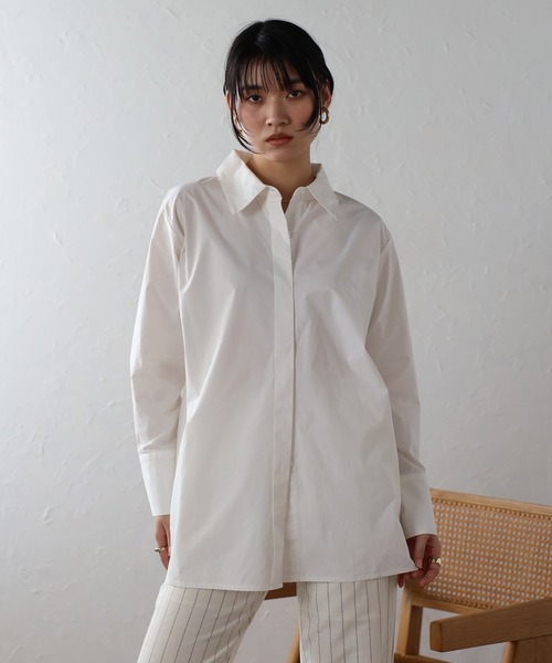 ブラウス シャツ バックオープン コットンブラウス レディース Demi-Luxe BEAMS（デミルクス ビームス）バックオープン