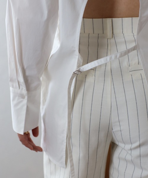 ENC ブラウス シャツ back belt open shirt / バックベルトオープン 