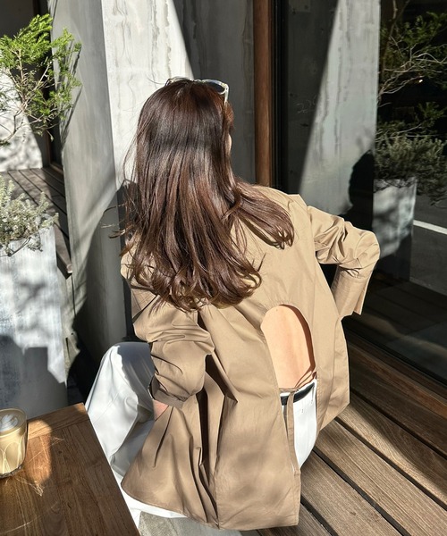ENC ブラウス シャツ back belt open shirt / バックベルトオープン