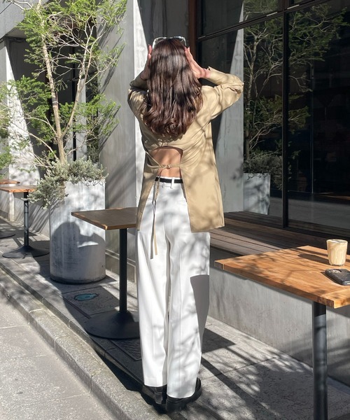 ENC ブラウス シャツ back belt open shirt / バックベルトオープン