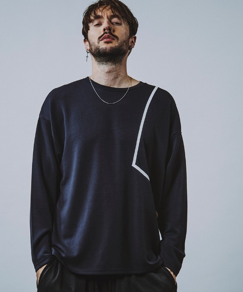 NO ID. tシャツ mlt5098- ジオメトリックプリントBIG-PO