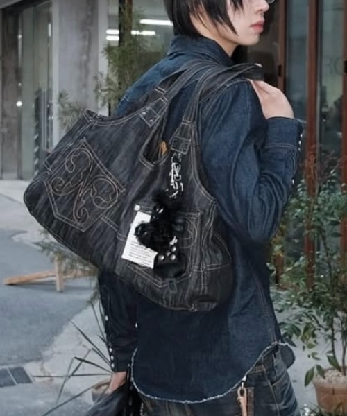 [FANCY CLUB] BIG POCKET DENIM SHOULDER バッグ★韓国★人気★ FANCY CLUB ショルダーバッグ バッグ 「FANCY CLUB」BIG POCKET