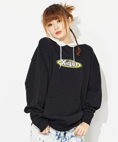 x-girl イエロー オーバーサイズパーカー X-girl 「X-girl」 プルオーバーパーカー L イエロー レディース