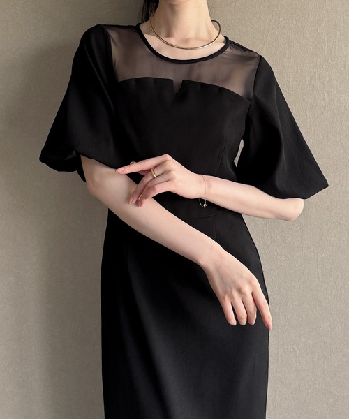 &her アンドハー　ワンピース シアーワッシャータフタギャザーワンピース|LANVIN en Bleu