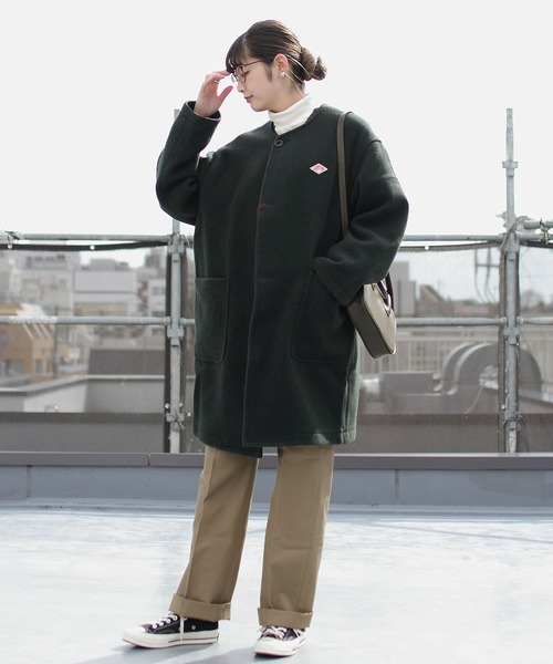 Danton（ダントン） ノーカラーコート 36 ネイビー レディース