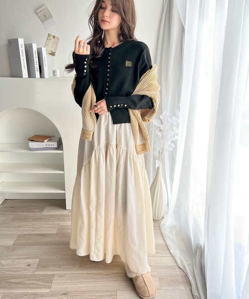 「mily bilet」 ニットカーディガン LARGE アイボリー レディース_画像7