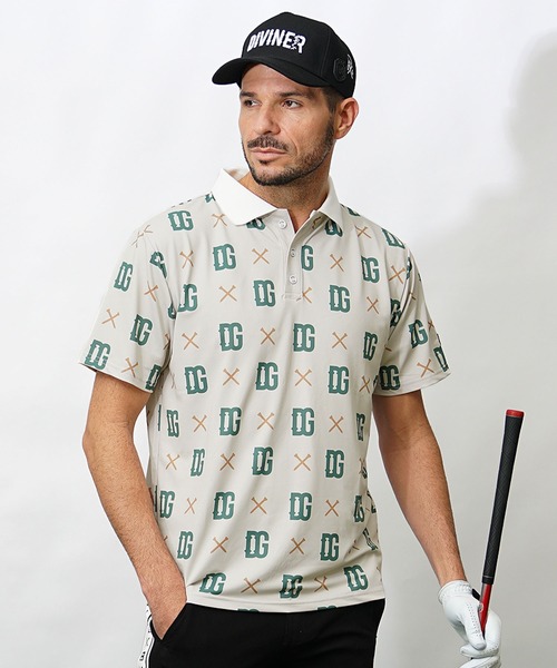 DIVINER GOLF ゴルフ 「DIVINER GOLF」ティー総柄ポロシャツ