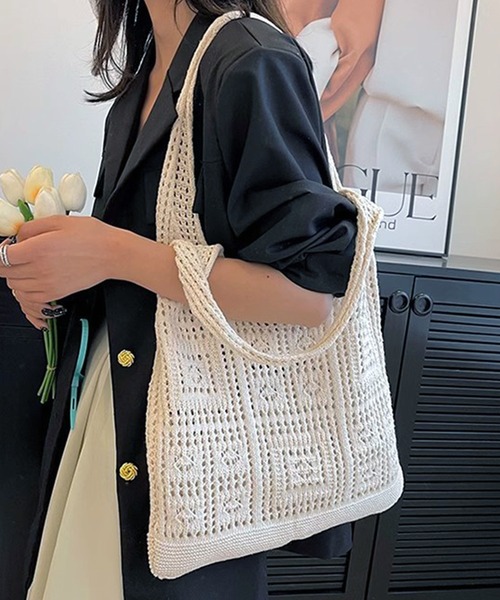 WESTSEA トートバッグ クロシェトートバッグ A4サイズ収納可