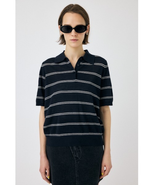 ニット セーター MESH KNIT LOOSE ポロシャツ レディース