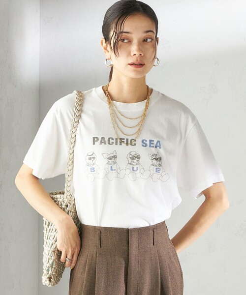 【シップス　ウィメン】【SHIPS別注】Odub:〈手洗い可能〉プリント TEE Odub tシャツ 「SHIPS別注」Odub:「手洗い可能」プリント TEE