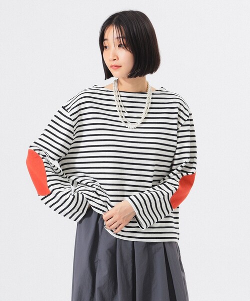 tシャツ エルボー パッチ バスク ロングスリーブ レディース