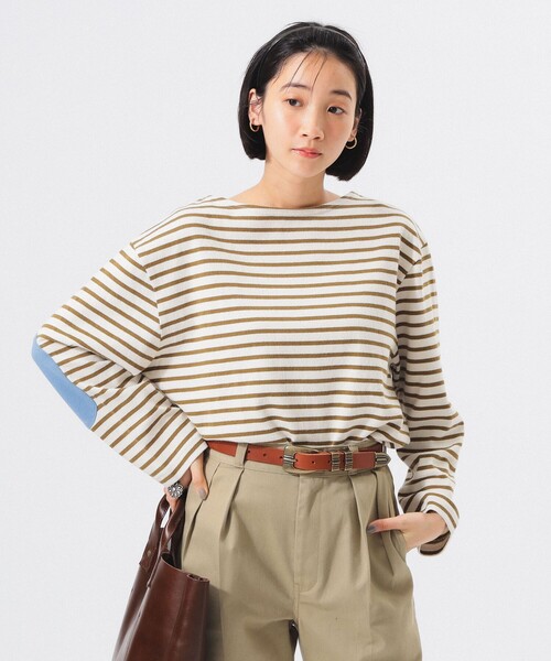 ビームスボーイ　長袖トップス　F エルボーパッチ　レディース BEAMS BOY tシャツ エルボー パッチ バスク ロングスリーブ