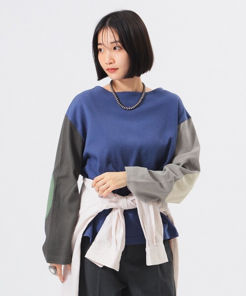 ビームスボーイ　長袖トップス　F エルボーパッチ　レディース BEAMS BOY（ビームスボーイ）の「エルボーパッチ バスク ロング