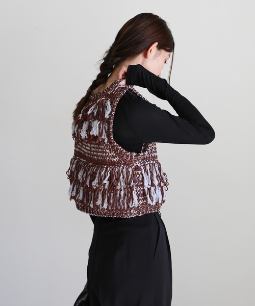 select MOCA（セレクトモカ） ベスト ジレ 2WAYミックスフリンジベスト