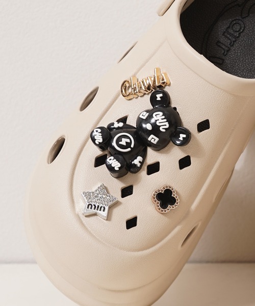 サンダル ビジュー付き 厚底クロッグサンダル / Thick-soled clog