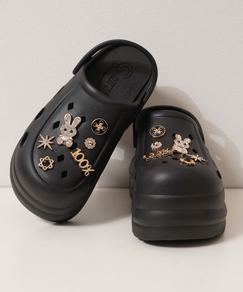 サンダル ビジュー付き 厚底クロッグサンダル / Thick-soled clog