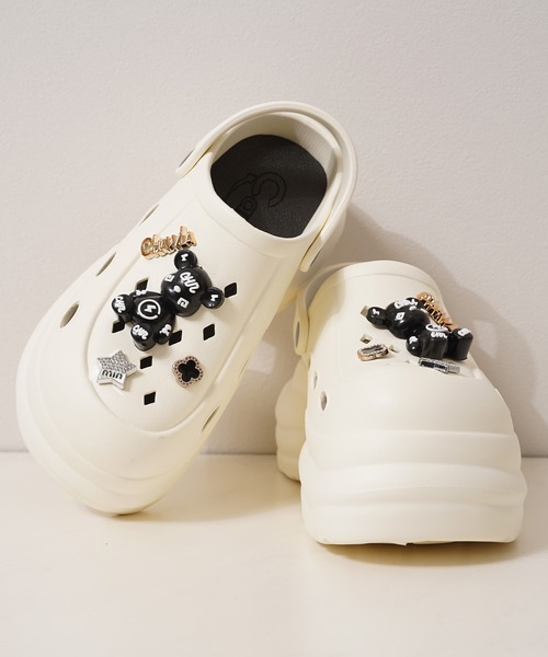 サンダル ビジュー付き 厚底クロッグサンダル / Thick-soled clog