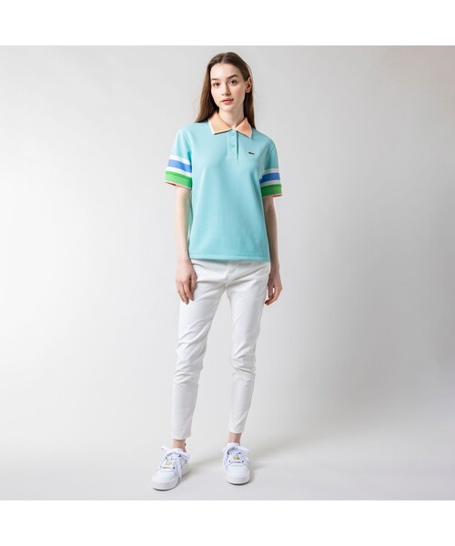 [LACOSTE] рубашка-поло с коротким рукавом 40 зеленый женский 