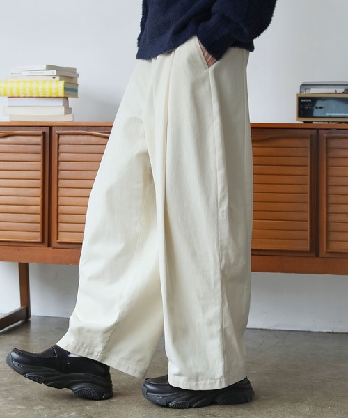 そそたん ROCHEM（ローシェン） ワイドパンツ パンツ タックボリュームワイド