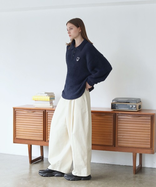 ROCHEM（ローシェン） パンツ タックボリュームワイドカーブパンツ