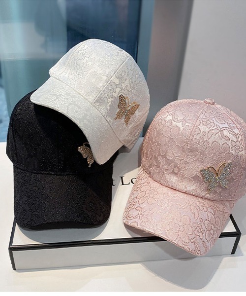 shoppinggo キャップ 帽子 蝶々キラキラキャップ レディース UV