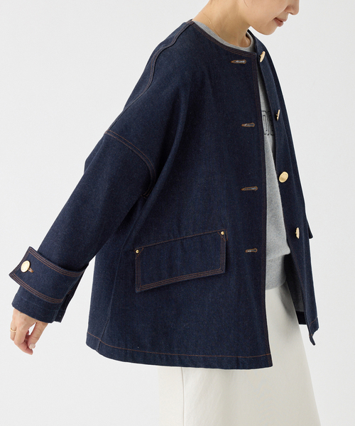 今期完売MACKINTOSHネイビーノーカラーコートHUMBIEハンビーIENA IENA ノーカラーコート コート MACKINTOSH/マッキントッシュ