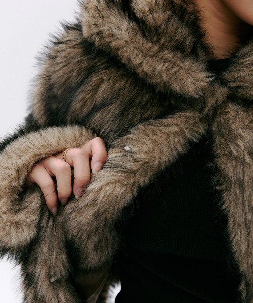 GOSSIP CLUB コート アウター フード付きファージャケット レディース