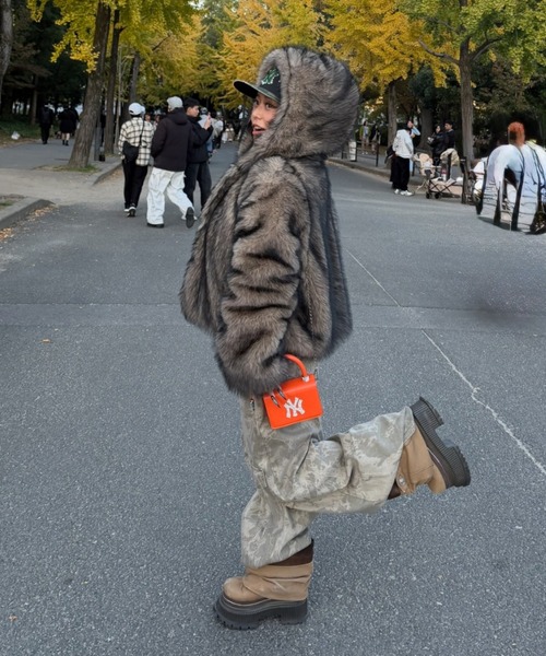 GOSSIP CLUB コート アウター フード付きファージャケット レディース