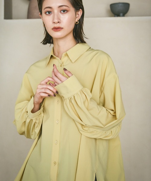 LAKOLE（ラコレ） ブラウス シャツ 袖タックシャーリングシャツ