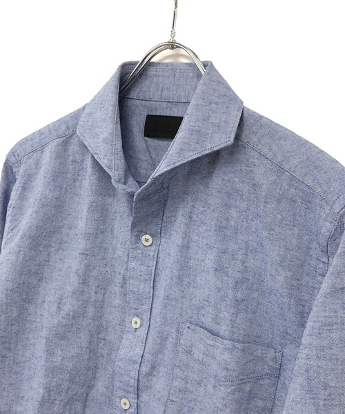 「A.S.M」 7分袖シャツ 48 サックスブルー メンズ_画像4