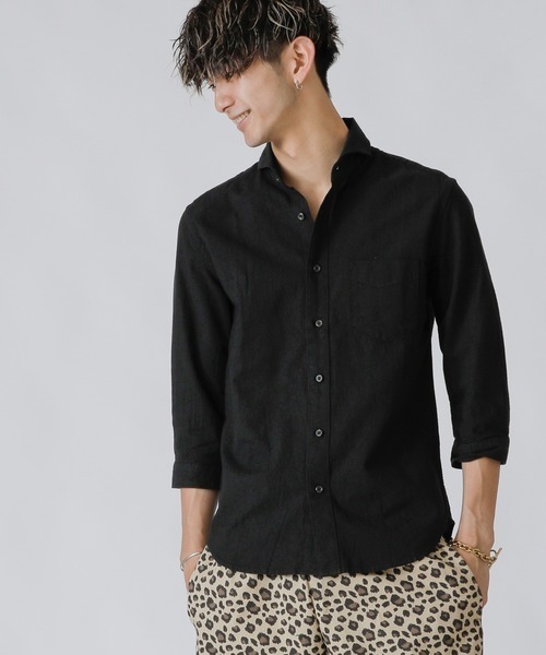 「A.S.M」 7分袖シャツ 48 サックスブルー メンズ_画像7