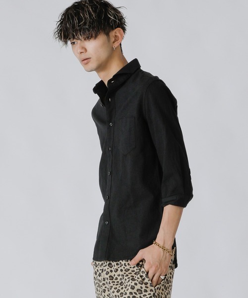 「A.S.M」 7分袖シャツ 48 サックスブルー メンズ_画像8